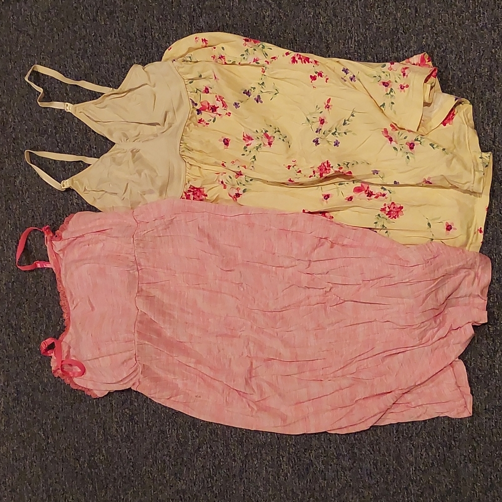 Nursing cami gown bundle yellow and pink size medium used